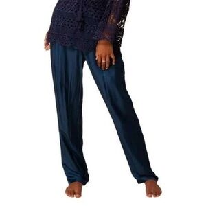 NWT - Hale Bob Navy Blue Silk Blend Pant - Size M